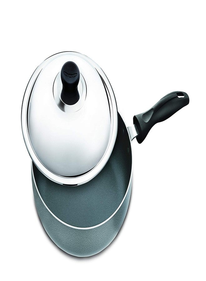 Anjali Diamond Classic Non Stick Fry Pan 240mm with S.S Lid, Black, Standard - Image 2